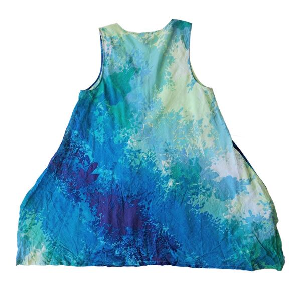 NATORI Floral Stream Sleeveless Cotton Sleep Chemise Blue Multi Small - Picture 9 of 10